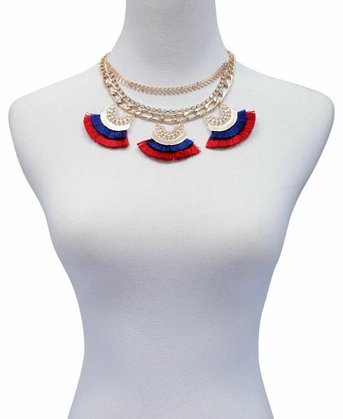 GUESS Gold-Tone Crystal & Fringe Statement Necklace, 16" + 2" extender